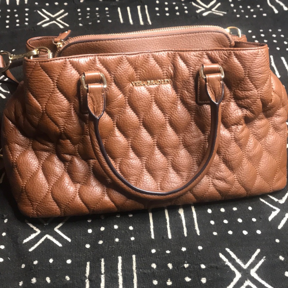 Brand New Vera Bradley Quilted Brown Leather Purse